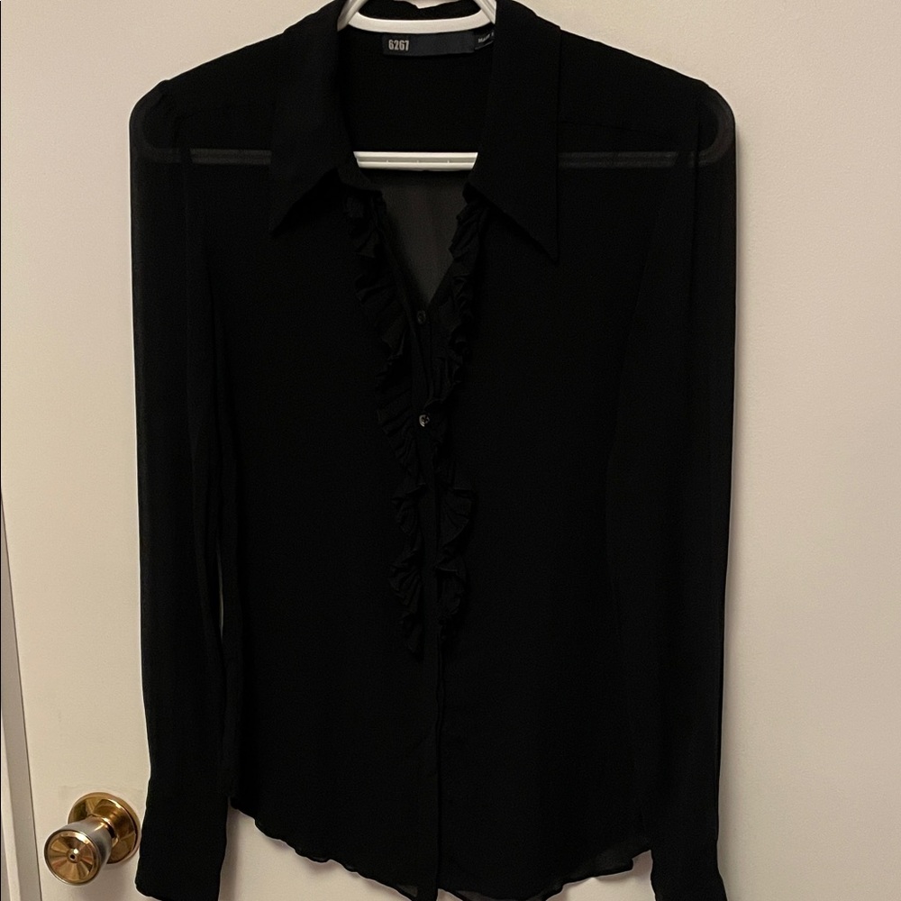 Women’s 6267 Brand Black Ruffled Women's Blouse Size Small